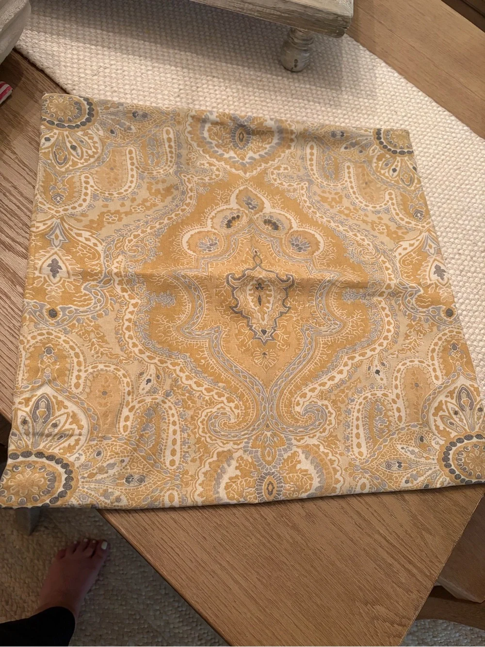 Pottery Barn Yellow and Gray Paisley Accent Pillow Cover